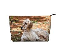 Setter Anglais Automne Animaux de Compagnie Chiens Anglais,Trousse de Toilette en Velours côtelé, Trousse de Maquillage Portable pour Les Voyages