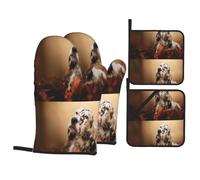 Setter Anglais Automne Animaux de Compagnie Chiots Anglais,Gants de Cuisine antidérapants et maniques (Lot de 4), résistants à la Chaleur.