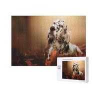 Setter Anglais Automne Animaux de Compagnie Chiots Chiens Anglais,Puzzle Familial en Bois de 300 pièces pour Adultes et Adolescents, décoration d'intérieur