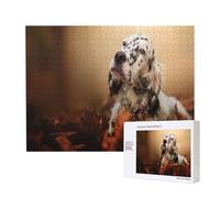 Setter Anglais Automne Animaux de Compagnie Chiots Chiens Anglais,Puzzle Familial en Bois de 500 pièces pour Adultes et Adolescents, décoration d'intérieur