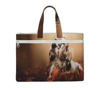 Setter anglais Automne Animaux de compagnie Chiots Chiens Anglais,Sac à documents en toile avec fermeture éclair, sac fourre-tout, porte-documents pour l'école et le bureau