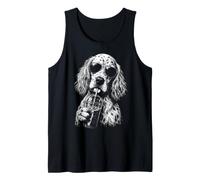 Setter Anglais Buvant du café glacé drôle Amoureux des Chiens Débardeur