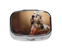 Setter anglais, chiots et animaux de compagnie d'automne, pilulier à 2 compartiments, organiseur portable