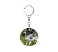 Setter Anglais Pelouse Animaux Chiens Setter Anglais, Porte-clés rond en métal, Porte-clés en métal Porte-clés Porte-anneau Organisateur 1 pièce