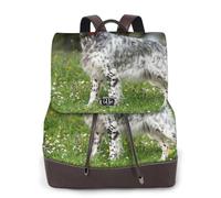 Setter anglais Pelouse Animaux Chiens Setter anglais,Sac à dos imperméable pour femme, sac à dos de voyage léger en cuir PU tendance