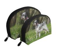 Setter Anglais Pelouse Animaux Chiens Setter Anglais, Trousse de Maquillage Coquille Femme Petit Porte-Monnaie Trousse de Toilette Trousse à cosmétiques 2 pièces
