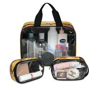 Setting Sun - Lot de 3 grandes trousses de maquillage de voyage translucides en forme de girafe africaine pour homme et femme, couleur, L, Trousse de maquillage