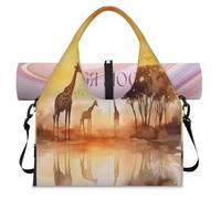 Setting Sun Sac de sport en forme de girafe africaine avec compartiment à chaussures Sac fourre-tout pour la gym, le yoga, les voyages, couleur, L, Sac de voyage