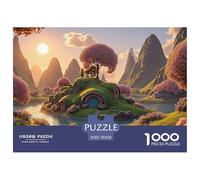Setting Sun Shines on The Lake 1000 Pcs Carton Extra-épais Coffret De Puzzles Moss-Covered Cottages Stimulant Et Éducatif Jeu Familial Puzzles pour Adultes Et Enfants 70x50cm/1000pcs
