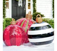 Settoo Boules de Noël 60cm, Ornements D'arbres de Noël Gonflables Boules Personnalisées de Noël Géants, pour la décoration de jardin Ornements Boules gonflables