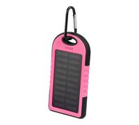 Setty, Banque de puissance solaire 5000mAh double USB avec mousqueton, rose