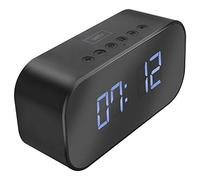 Setty, Mirror Clock réveil Enceinte Bluetooth Autonomie 5H en Connexion Boutons de contrôle Entrée auxiliaire + Lecteur Micro-SD Design Miroir Afficheur LED numérique - Noir