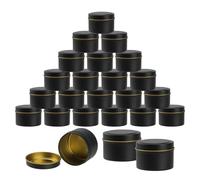 SEUICYNE Lot de 24 boîtes à bougies rondes en métal - 120 ml - Avec couvercle - Noir - Pour la fabrication de bougies, le bricolage, la fabrication de bougies, l'artisanat, les bijoux, les cosmétiques