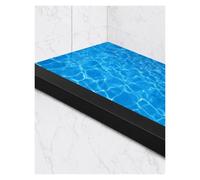 Seuil de douche PVC, barrière d’eau au sol pour salle de bain | Hauteur 7 cm ; largeur 7 cm ; profil en U ; installation sous carrelage ou sur sol(Black,84cm (33.07in))