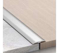 Seuil de porte en aluminium, bande de transition for sol, seuil à profil plat, for les espaces entre les portes extérieures et intérieures, protection de porte et décoration(Silver,1.4m/4.59ft)