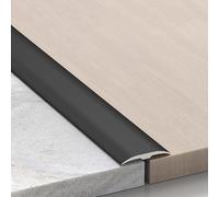 Seuil de porte en aluminium, bande de transition for sol, seuil à profil plat, for les espaces entre les portes extérieures et intérieures, protection de porte et décoration(Black,1.7m/5.6ft)