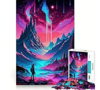 Seul dans Un Monde Fantastique Puzzle pour Adultes 1000 pièces Stimulation mentale Découpe Nette Alignement Parfait Activité de Partage pour Les Proches (38x52cm)