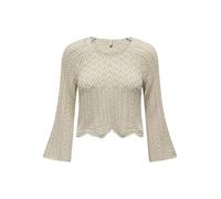 Seulement Femmes Élégant Pull en Tricot 3/4 Manches Courtes Tricot Pointelle Extensible Sweater ONLNOLA, Couleurs:Gris, Taille:S