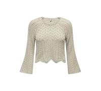 Seulement Femmes Élégant Pull en Tricot 3/4 Manches Courtes Tricot Pointelle Extensible Sweater ONLNOLA, Couleurs:Gris, Taille:XL