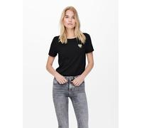 Seulement Femmes T-shirt uni avec cœur de marque Basique Col rond Haut
