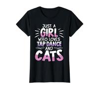 Seulement Une Fille Qui Aime la Danse du Robinet et Les Chats Tap Dancing T-Shirt Graphique avec Valeur, Femme, Noir, M
