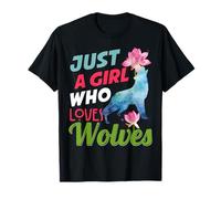 Seules Les Femmes Qui Aiment Loups Et Fleurs T-Shirt