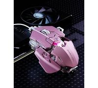 SEUNKWANG EWEADN G5 Souris de jeu filaire ergonomique, RVB, 12800 DPI réglable, 9 boutons macro programmables avec touche Rapid Fire, compatible avec PC/ordinateur portable/Windows - Rose