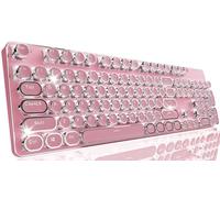 SEUNKWANG EWEADN TK950 Clavier mécanique sans fil, 104 touches, clavier de machine à écrire esthétique avec rétroéclairage blanc, anti-ghosting, interrupteur bleu, Bluetooth/2,4 GHz/claviers filaires