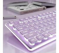 SEUNKWANG EWEADN V3 Claviers d'ordinateur rétroéclairés, clavier USB filaire avec rétroéclairage blanc, panneau en métal, Plug and Play, touches Pudding pleine taille pour Win/PC/ordinateur portable,