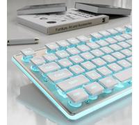 SEUNKWANG GX710S Claviers d'ordinateur rétroéclairés, clavier USB filaire avec rétroéclairage bleu, panneau en métal, Plug and Play, touches Pudding pleine taille pour Windows/PC/ordinateur portable