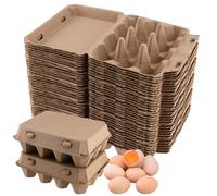 SEUNMUK boite a oeuf, Lot de 50 boite a oeufs vides à 12 cellules, support en fibre de pulpe brune, support pour demi-douzaine d'œufs avec couvercles pour stocker les œufs
