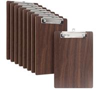SEUNMUK Lot de 10 planchettes à pince en bois A5 avec trou de suspension et support à clip en métal, planches à clip en bois pour papier, documents et menus
