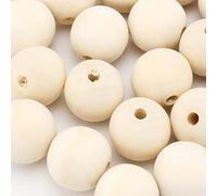 SEUNMUK Lot de 100 perles en bois naturel brut de 30 mm pour travaux manuels, décoration et loisirs créatifs
