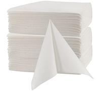 SEUNMUK Lot de 100 serviettes en papier blanches jetables, toucher lin, serviettes de décoration semblables à du tissu, serviettes en papier pour mariage, fête, 40 x 40 cm.