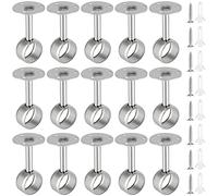 SEUNMUK Lot de 15 supports de tringle à rideau de douche de 3,8 cm, en acier inoxydable, fixation au plafond avec vis, douille à bride, support pour tringle d'armoire, support d'extrémité