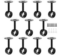 SEUNMUK Lot de 15 supports de tringle à rideaux de 3,8 cm de diamètre, support de tringle à rideaux en acier inoxydable, support de tige de placard avec vis pour tiges de 3,8 cm, noir