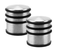 SEUNMUK Lot de 2 butées de porte rondes en acier inoxydable, amortisseur porte, poids de 1,08 kg, butées de porte rondes en métal avec anneaux en silicone, butée de porte robuste