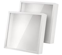 SEUNMUK Lot de 2 cadres photo 3D carrés profonds en bois pour loisirs créatifs, anniversaire, mariage, remise de diplôme - 25,4 x 25,4 cm - Blanc