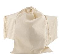 SEUNMUK Lot de 20 sacs en mousseline de coton avec cordon de serrage,20x30 cm,Sacs de rangement polyvalents en coton avec cordon de serrage pour cadeaux de thé, bijoux, Coton, SEUNMUK