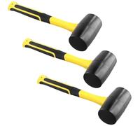 SEUNMUK Lot de 3 marteaux en caoutchouc de 473,6 g, maillets robustes en caoutchouc solide avec trou de préhension pour revêtements de sol, menuiserie, travaux automobiles, jaune et noir