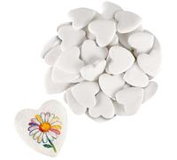 SEUNMUK Lot de 30 roches en forme de cœur pour peinture, 4,9 cm, pierres naturelles lisses pour travaux manuels, arts, décoration de jardin - Blanc