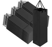 SEUNMUK Lot de 30 sacs cadeaux en papier résistant avec poignées pour bouteille de vin - 250 g/m² - Noir - 35 x 10 x 8 cm