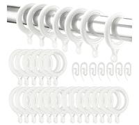 SEUNMUK Lot de 50 anneaux et crochets de rideaux blancs en plastique de 28 mm pour accrocher des fenêtres et des rideaux de douche