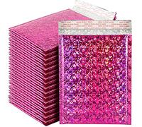 SEUNMUK Lot de 50 enveloppes postales holographiques métallisées à bulles 15,2 x 22,9 cm