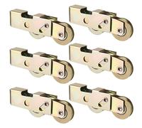 SEUNMUK Lot de 6 rouleaux tandem pour porte coulissante, rouleau tandem en acier de 3,8 cm pour porte coulissante et verre, roues de rechange pour porte de portail et fenêtre (doré)