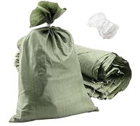 SEUNMUK Lot de 60 sacs de sable tissés vides en plastique tissé de 50,8 x 76,2 cm, sacs de sable robustes avec attaches de 20 m pour le contrôle des inondations, le stockage