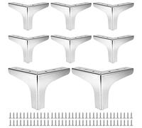 SEUNMUK Lot de 8 pieds de meubles en métal - Hauteur : 10,2 cm - Style moderne - Argent - Finition chromée polie - Pièces de rechange pour meubles