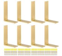 SEUNMUK Lot de 8 supports d'étagère dorés 10,2 x 15,2 cm - Supports muraux industriels en forme de L - Supports robustes pour étagères murales flottantes rustiques - Matériel inclus