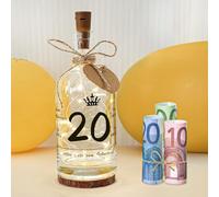 Seutgjie Cadeau d'anniversaire 20 ans pour fille, décoration 20e anniversaire, cadeau en argent, lumière LED avec inscription en allemand pour femmes, filles, garçons, cadeau personnalisé