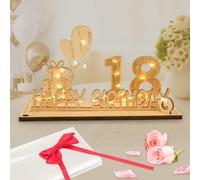 Seutgjie Carte Anniversaire 18 Ans, Décoration d’anniversaire Cadeau Homme Femme avec Chaîne Lumineuse LED & Nœud Papillon & Papier Cadeau, Panneau en Bois Cadeau Argent Décoration de Table Livre d'or